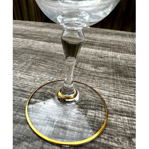 Tiffin Franciscan Crystal Optic Gold Encrusted 6 3/8" Wine Water Glasses-Set 3 - Picture 7 of 8